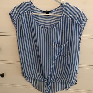 Stripe tie front top
